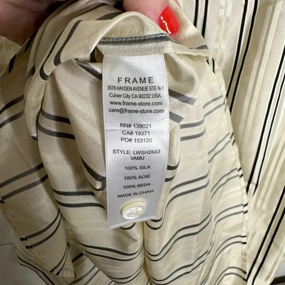 FRAME Striped 100% Silk Shirt Women's Dress Shirt - Size Medium - Picture 6 of 6
